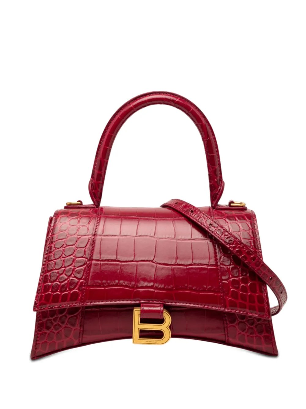 2010 Small Croc Embossed Hourglass Top Handle Bag satchel