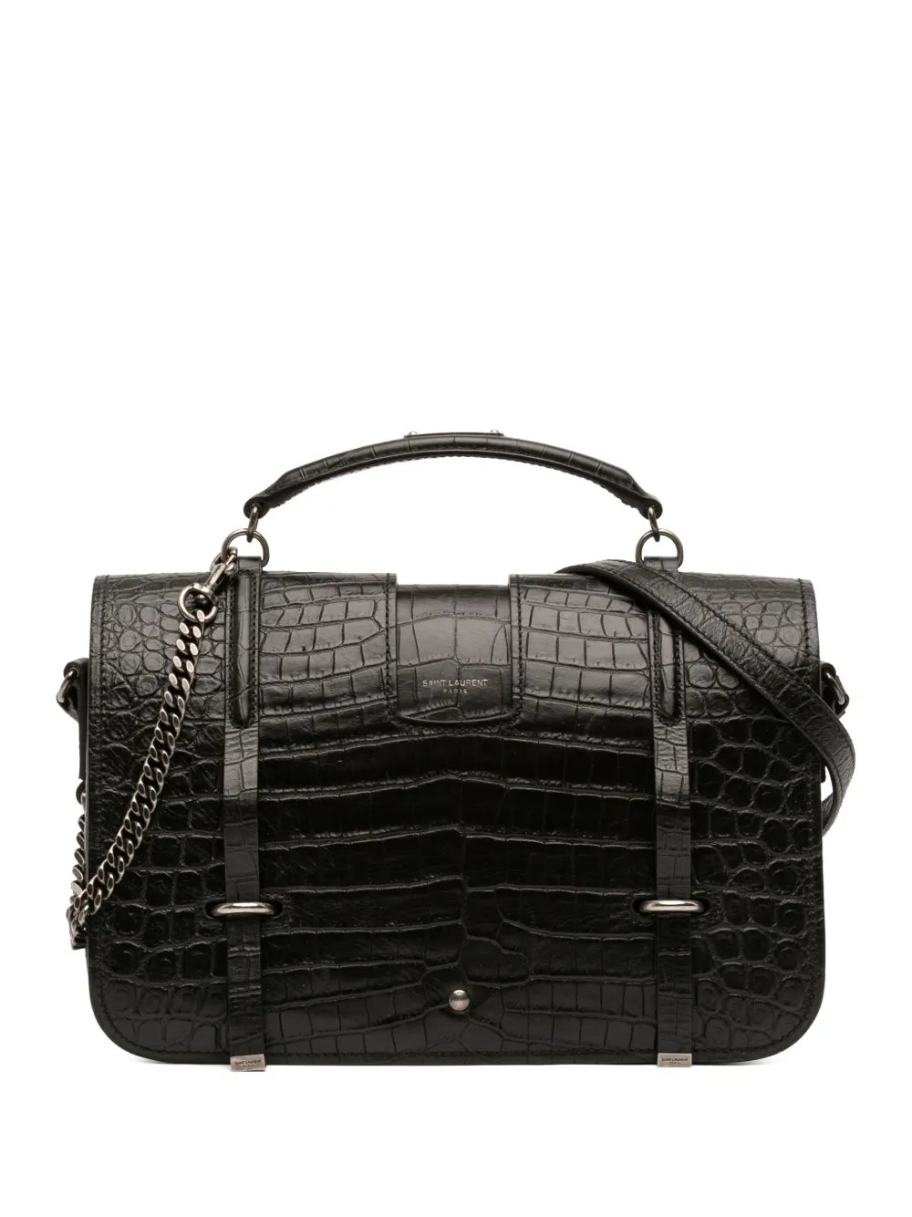 2017 Large Croc Embossed Leather Charlotte Flap satchel