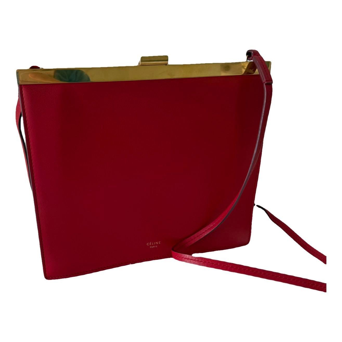 Clasp leather clutch bag