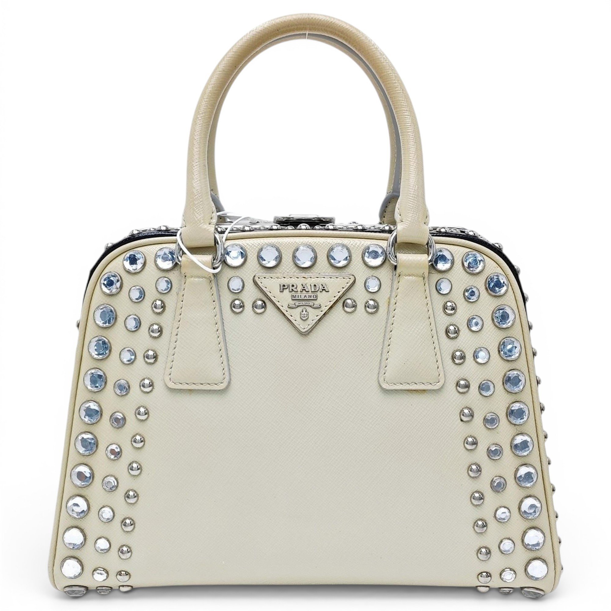 Pyramid leather handbag