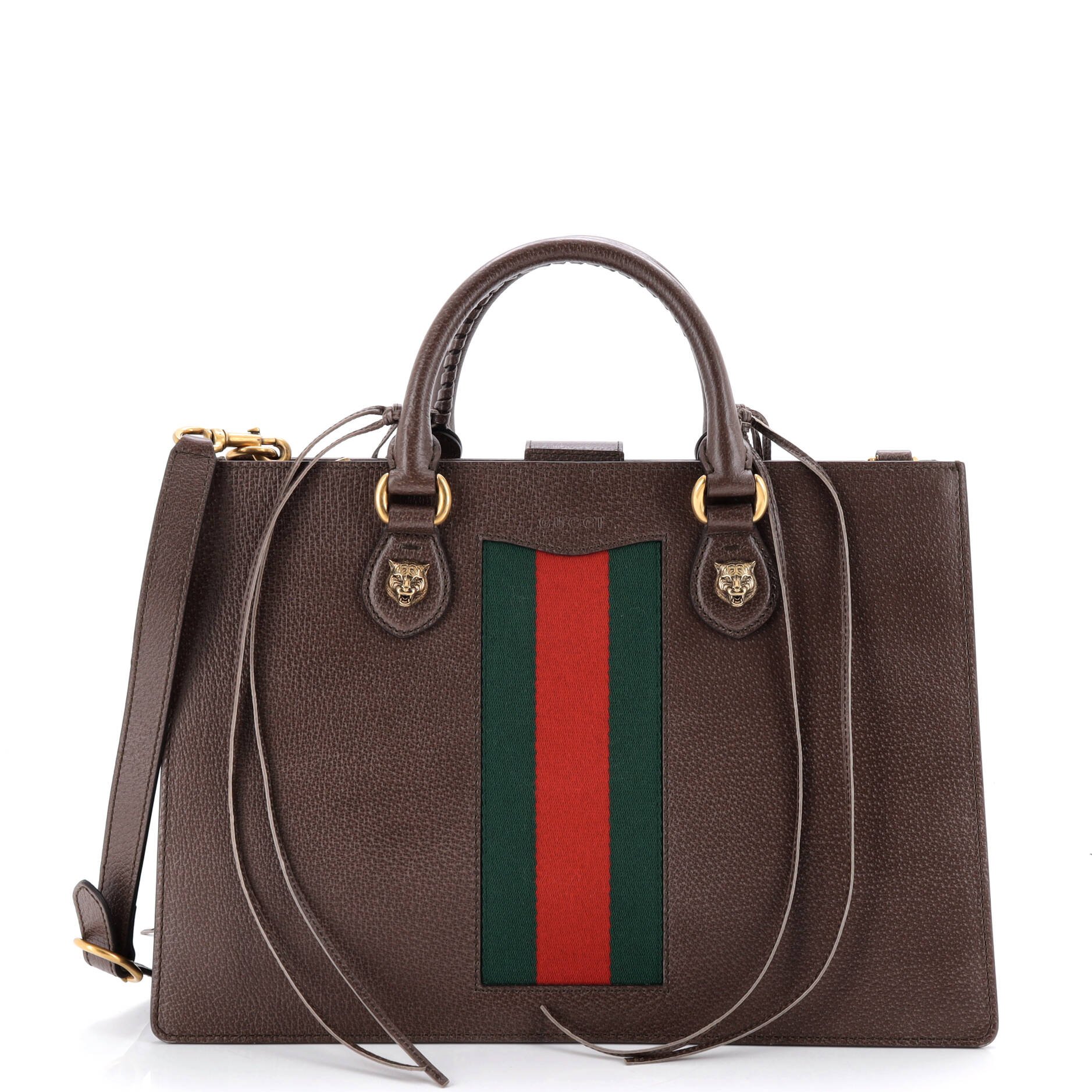 Gucci Animalier Web Top Handle Tote Leather Medium
