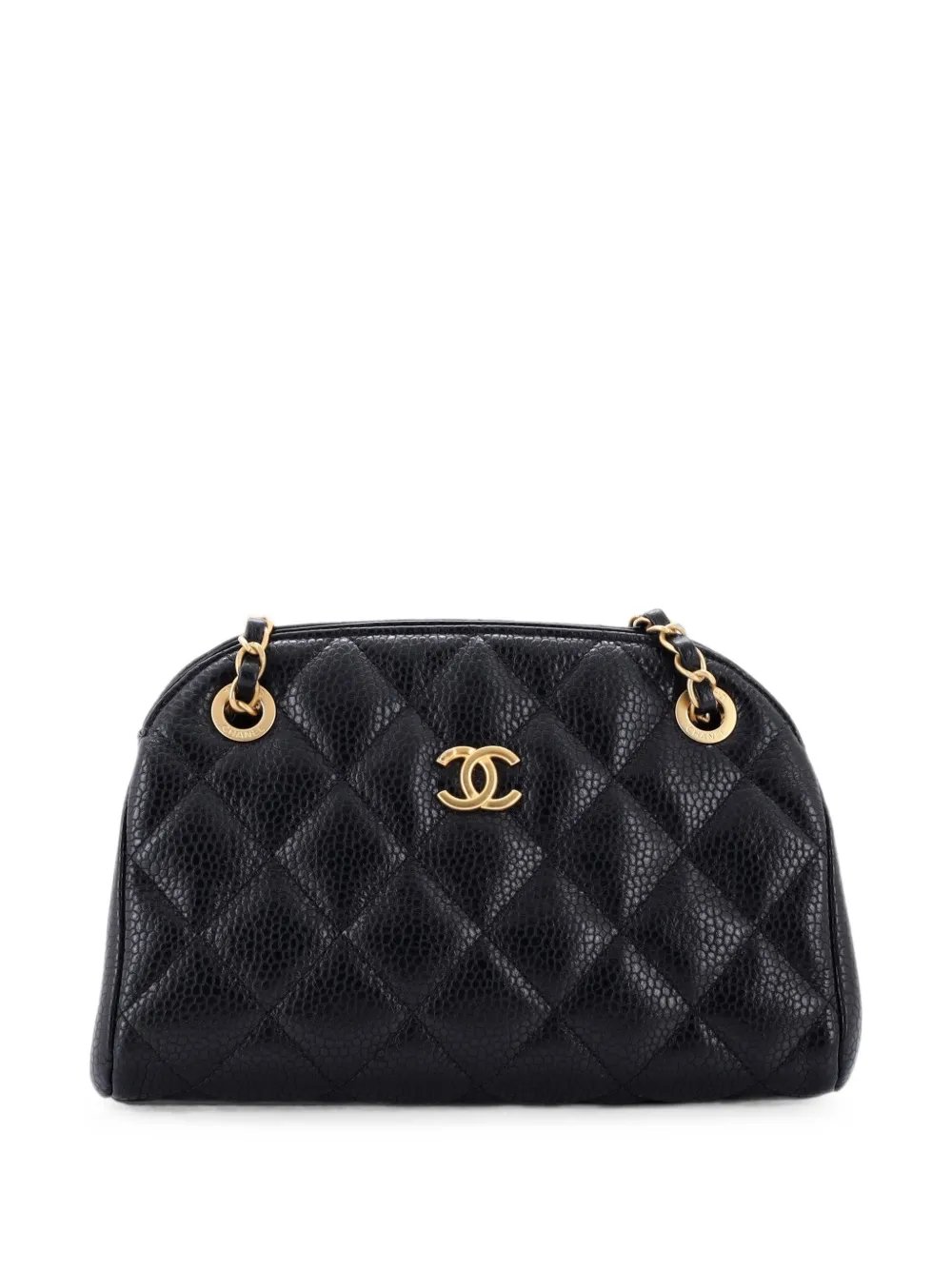 CC Compartment Chain Bowler Bag Quilted Caviar Small handbag