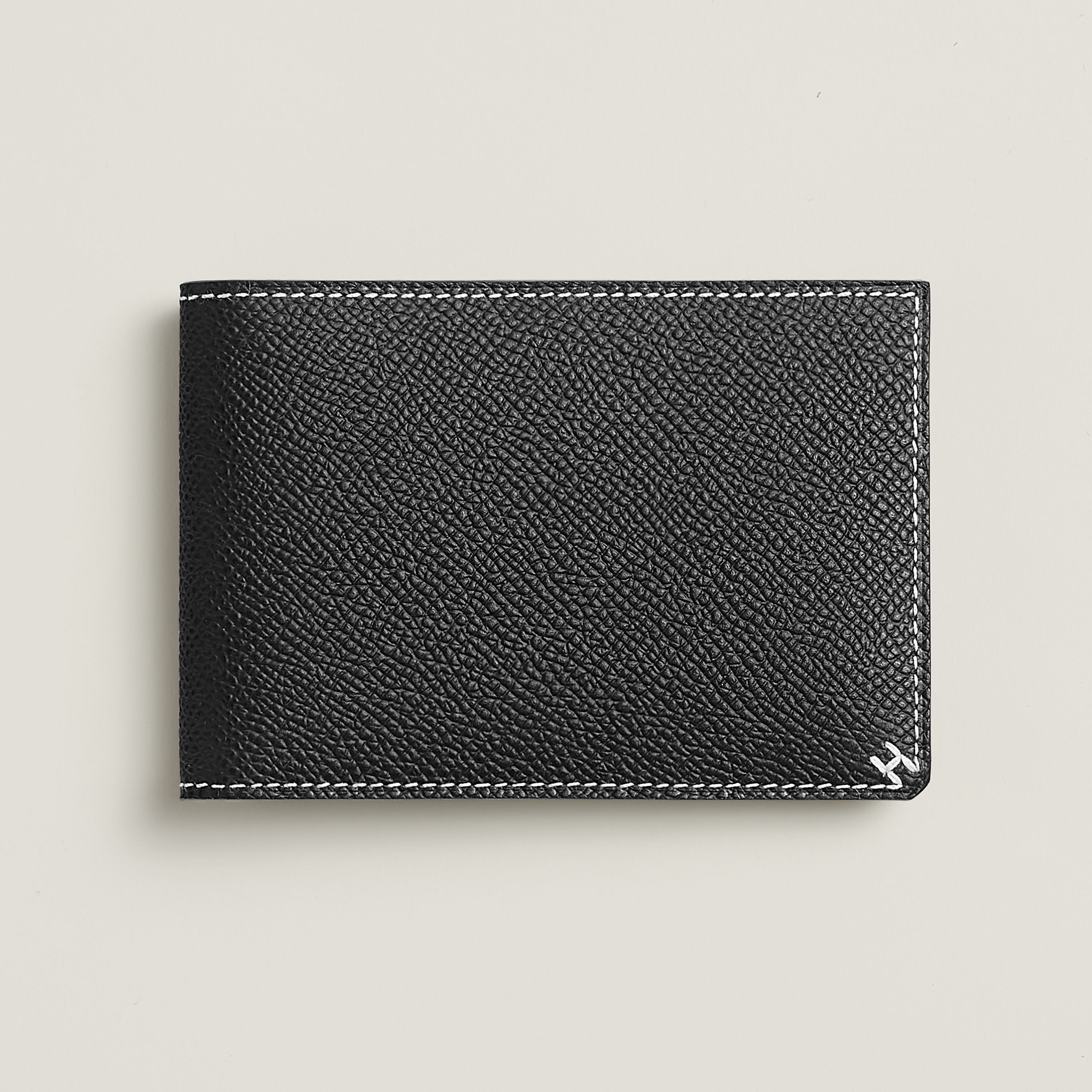 Hermès H Sellier verso card holder Noir/Bleu Zellige Evercolor