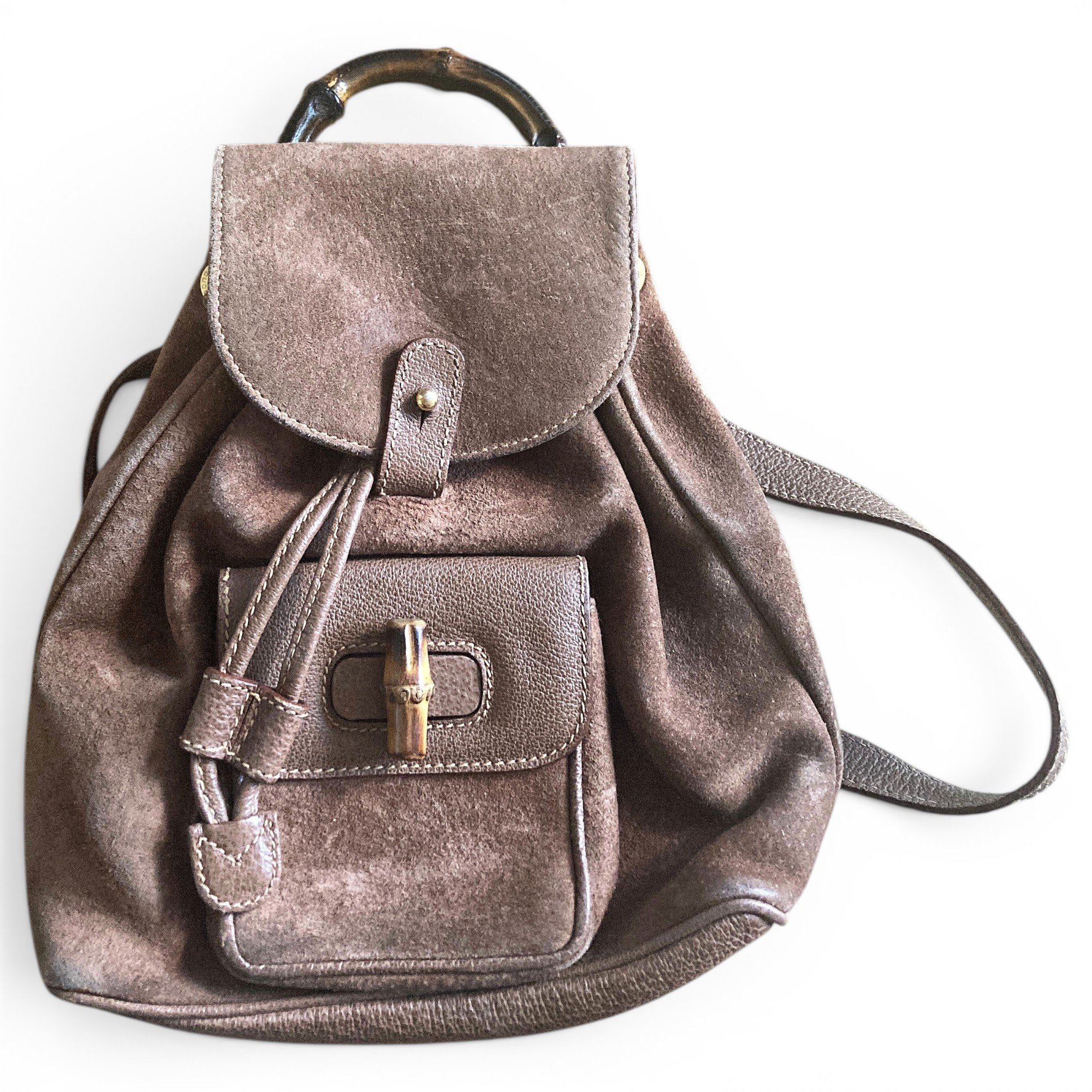 Bamboo Tassel Oval leather backpack