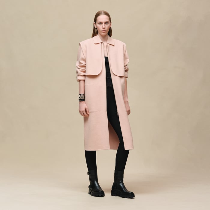 Rose Palomino Long Storm Flap Coat