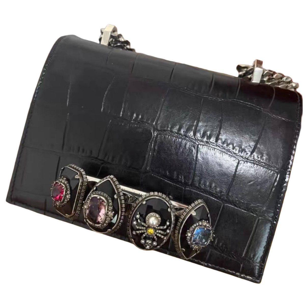 Knuckle leather crossbody bag