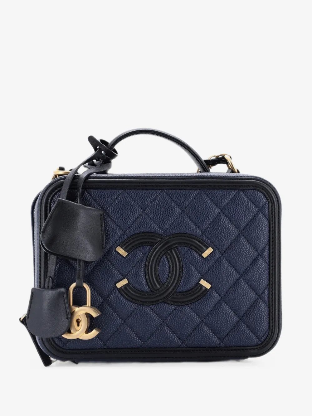 Filigree Vanity Case Quilted Caviar Medium satchel