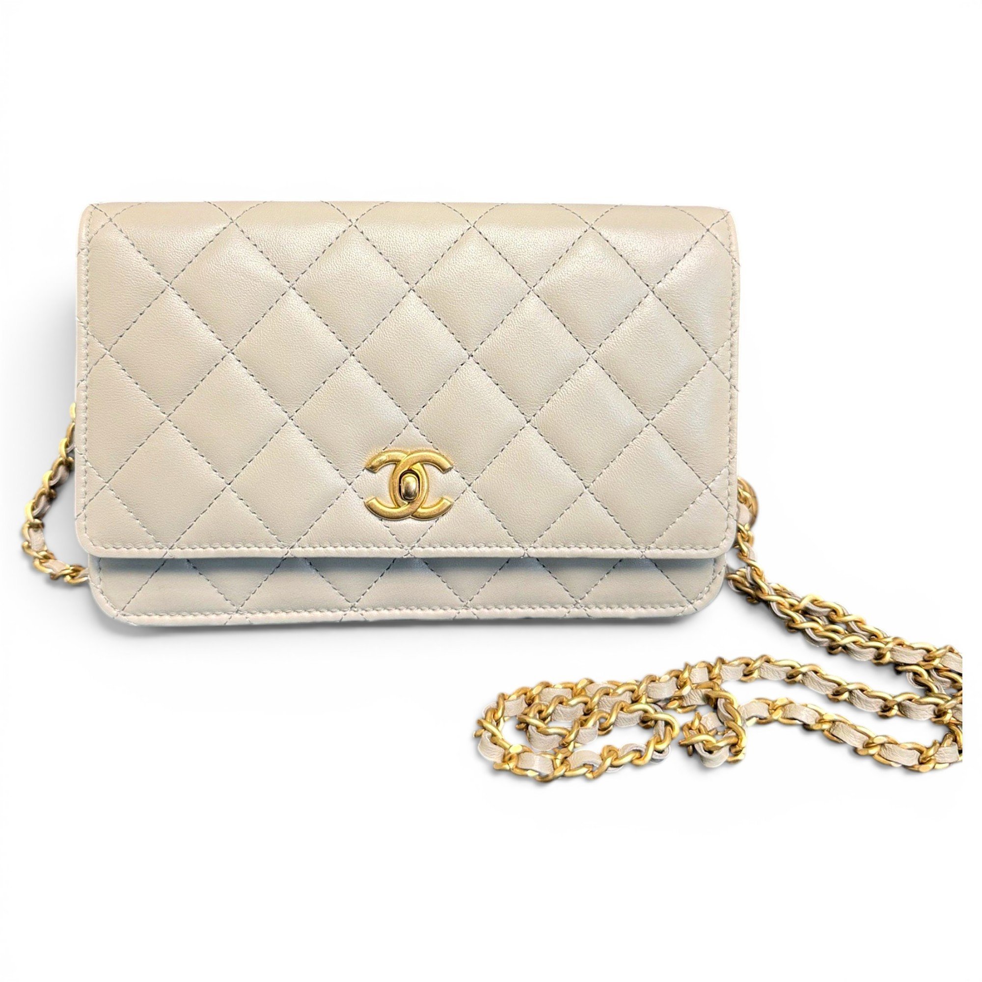 Trendy CC Wallet on Chain leather handbag