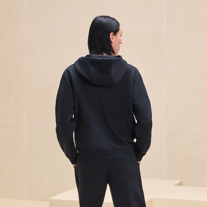 Marine "Empreinte Sellier Cuir" Zipped Hooded Sweater