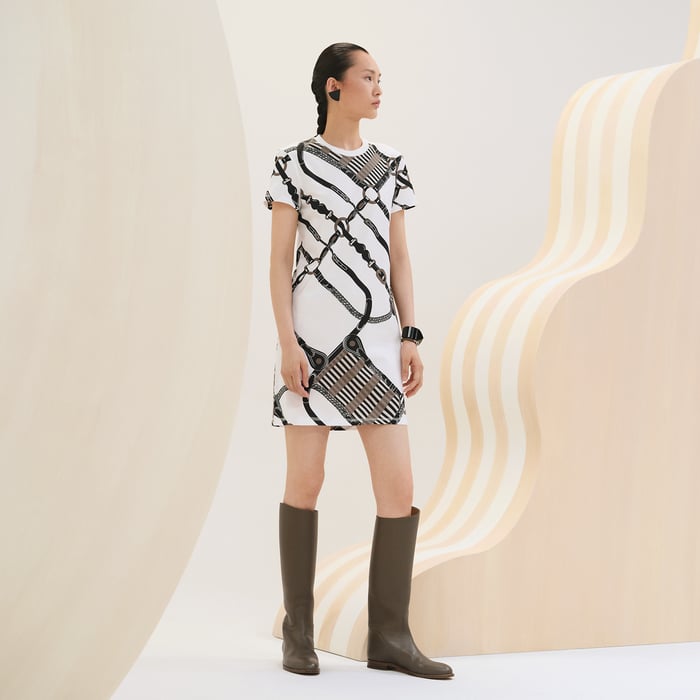 Blanc Cassé "Coaching Remix" Straight Dress