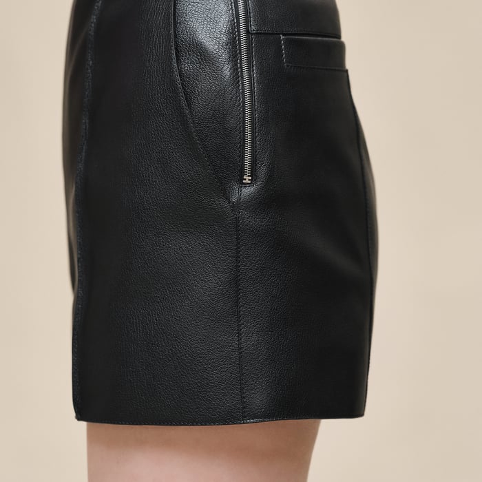 Noir Grained Goatskin Shorts
