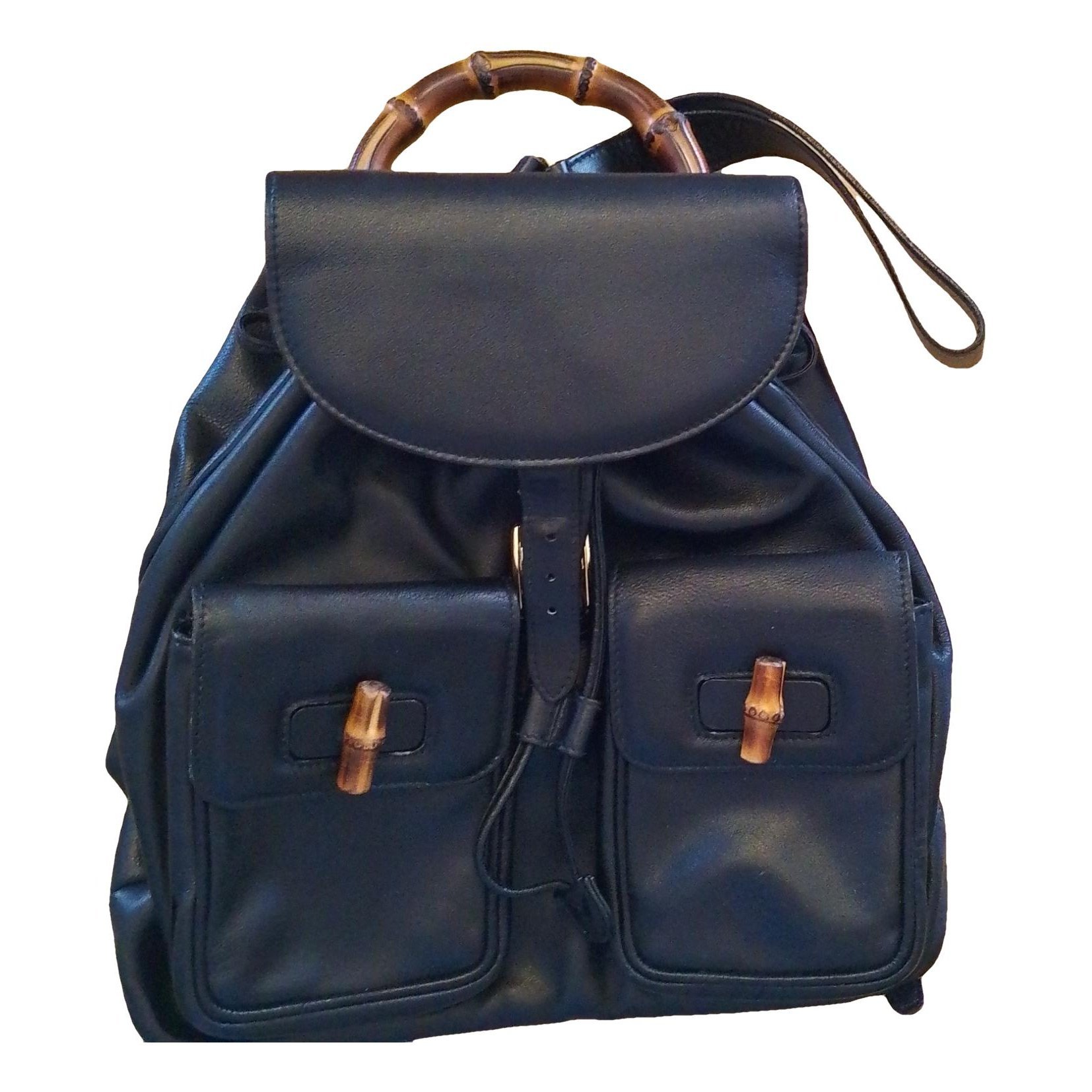 Bamboo Tassel Oval leather backpack