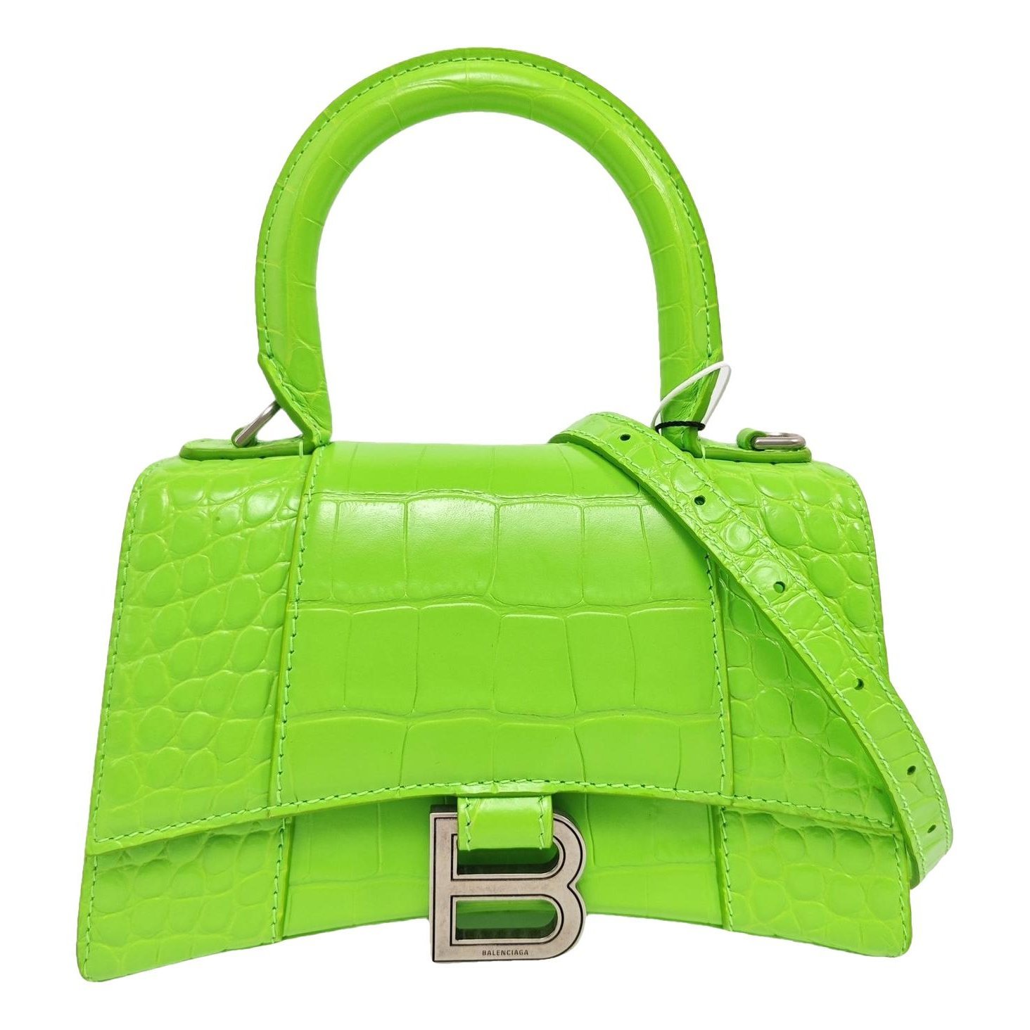 Hourglass leather handbag