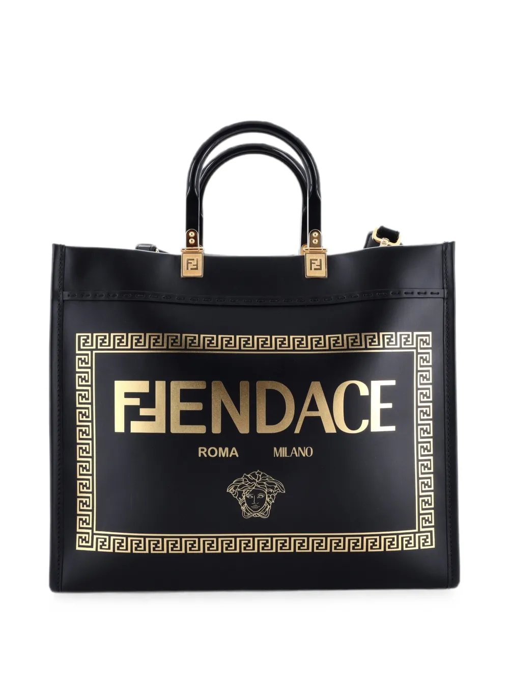 x Versace Fendace Convertible Sunshine Shopper Printed Leather Medium tote bag