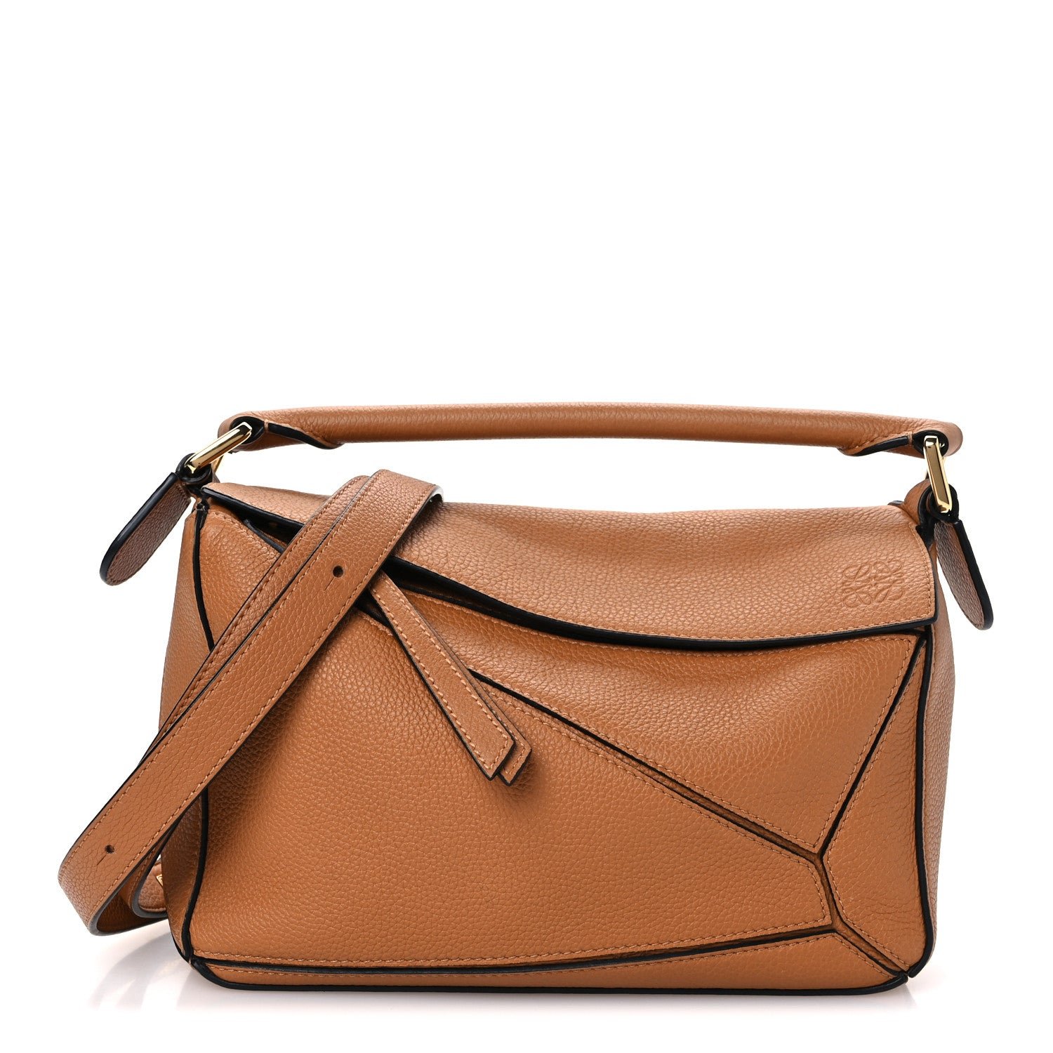 Loewe Grained Calfskin Small Puzzle Bag Tan