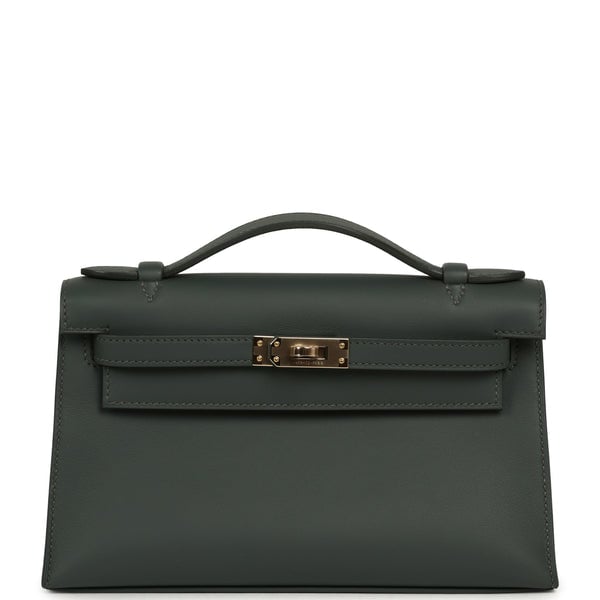 Hermes Kelly Pochette Vert Mangrove Swift Permabrass Hardware