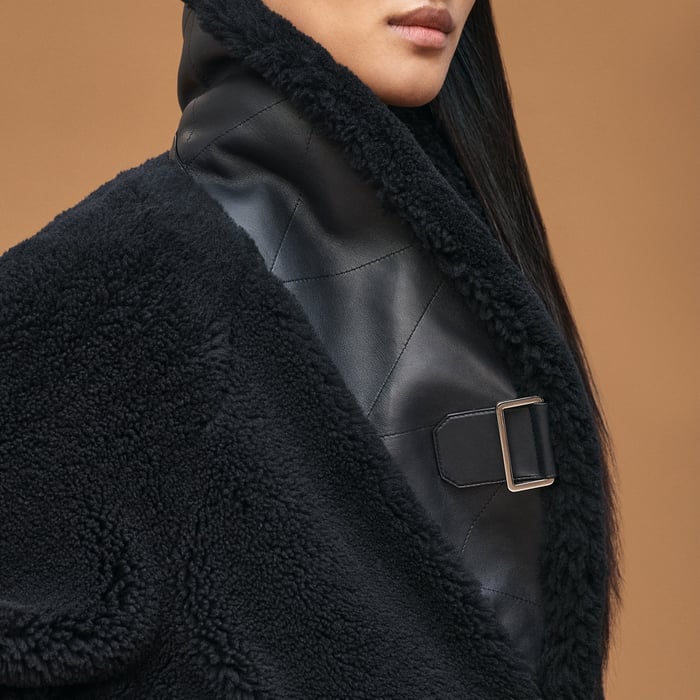 Bleu Noir Short Leather Coat