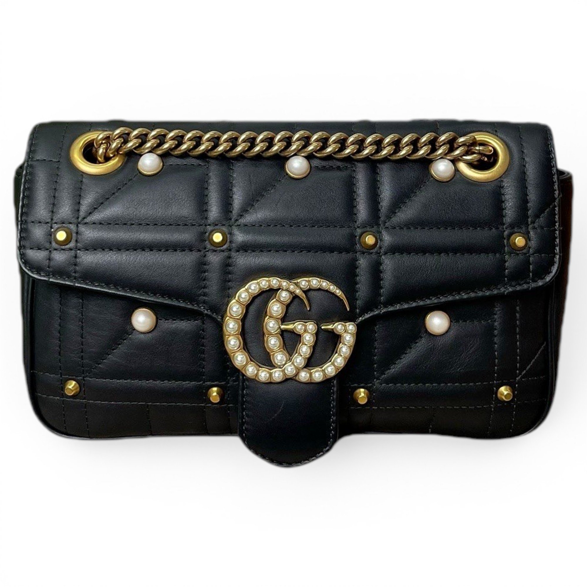 Pearly GG Marmont Flap leather handbag