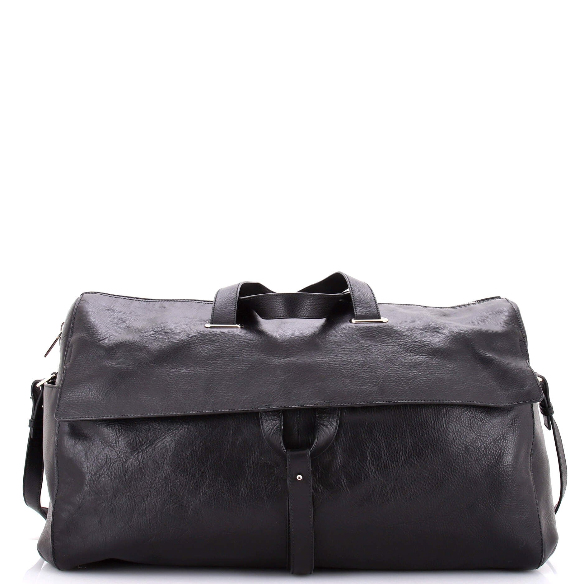 Flap Pocket Duffle Bag Leather Large