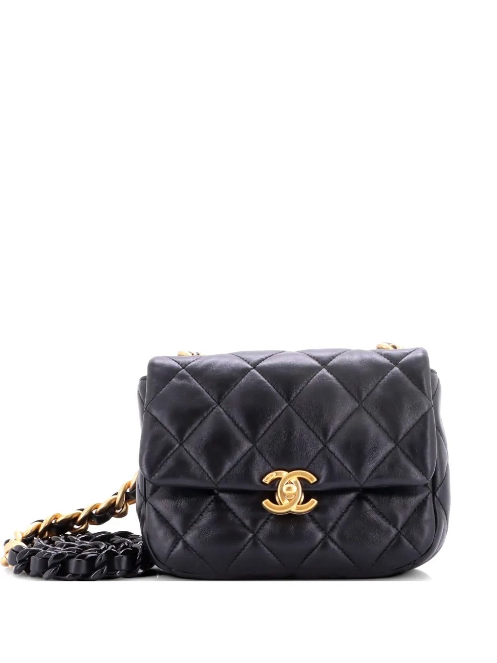 Lacquered Metal CC Flap Bag Quilted Lambskin Mini crossbody bag
