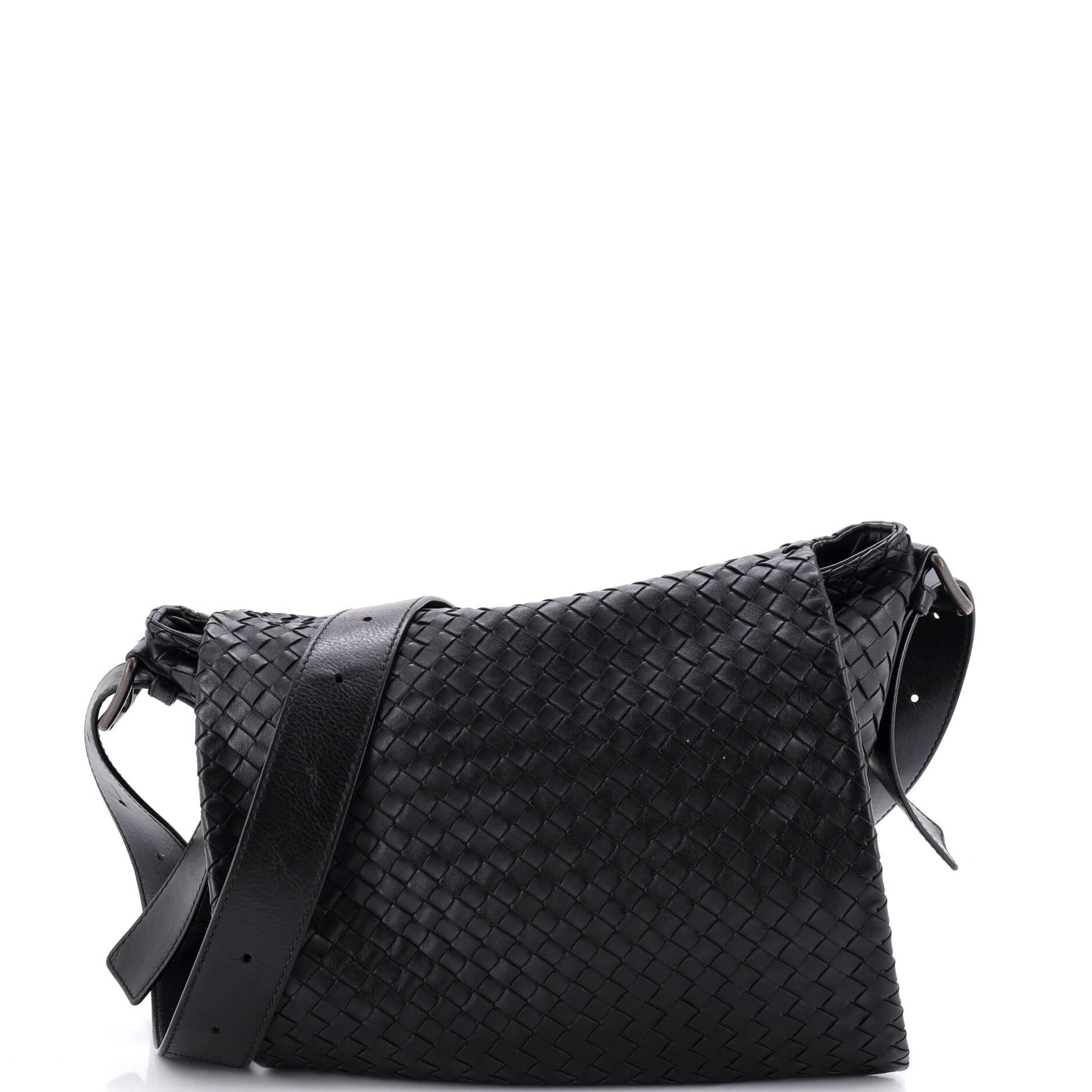 Square Flap Messenger Bag Intrecciato Nappa Medium