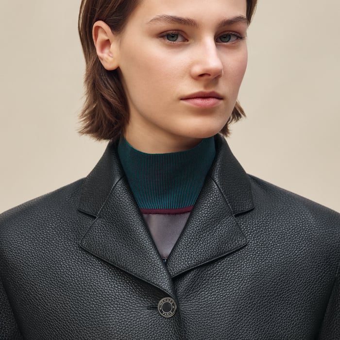 Noir Equestrian Leather Coat