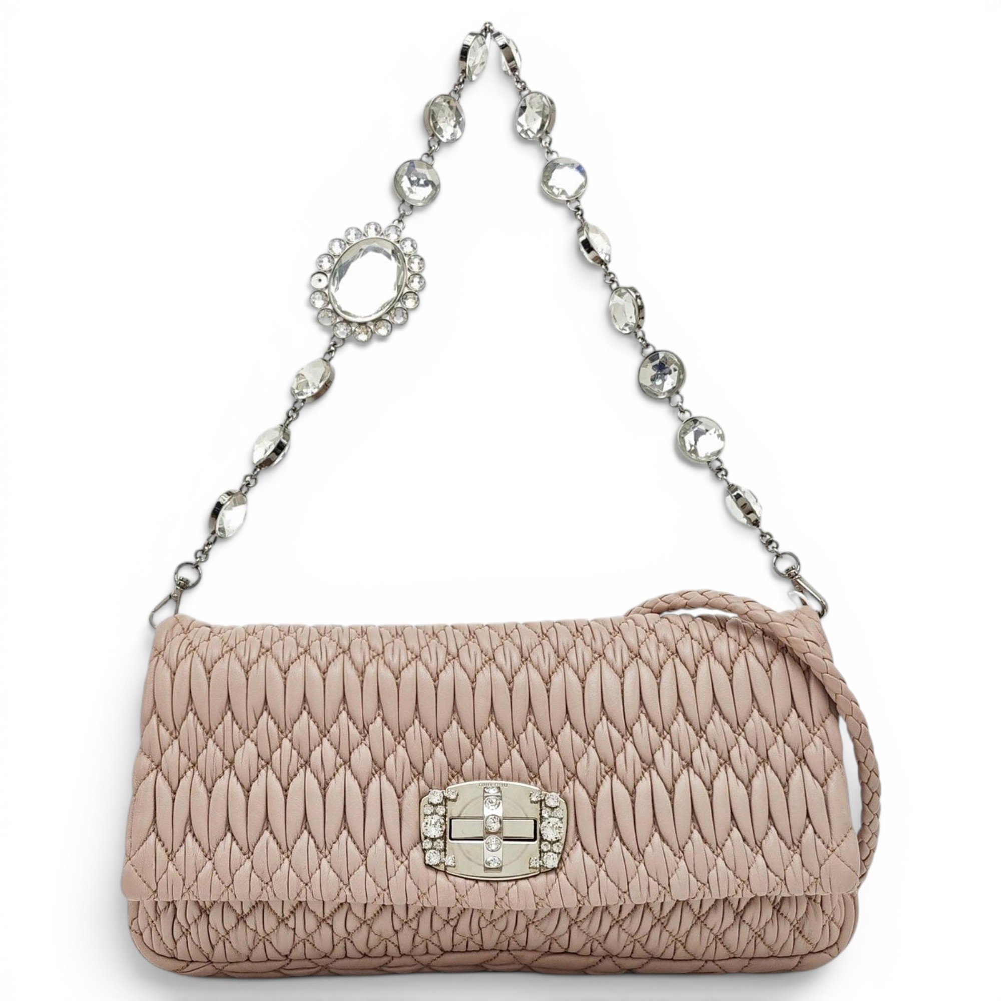 Miu Crystal leather handbag