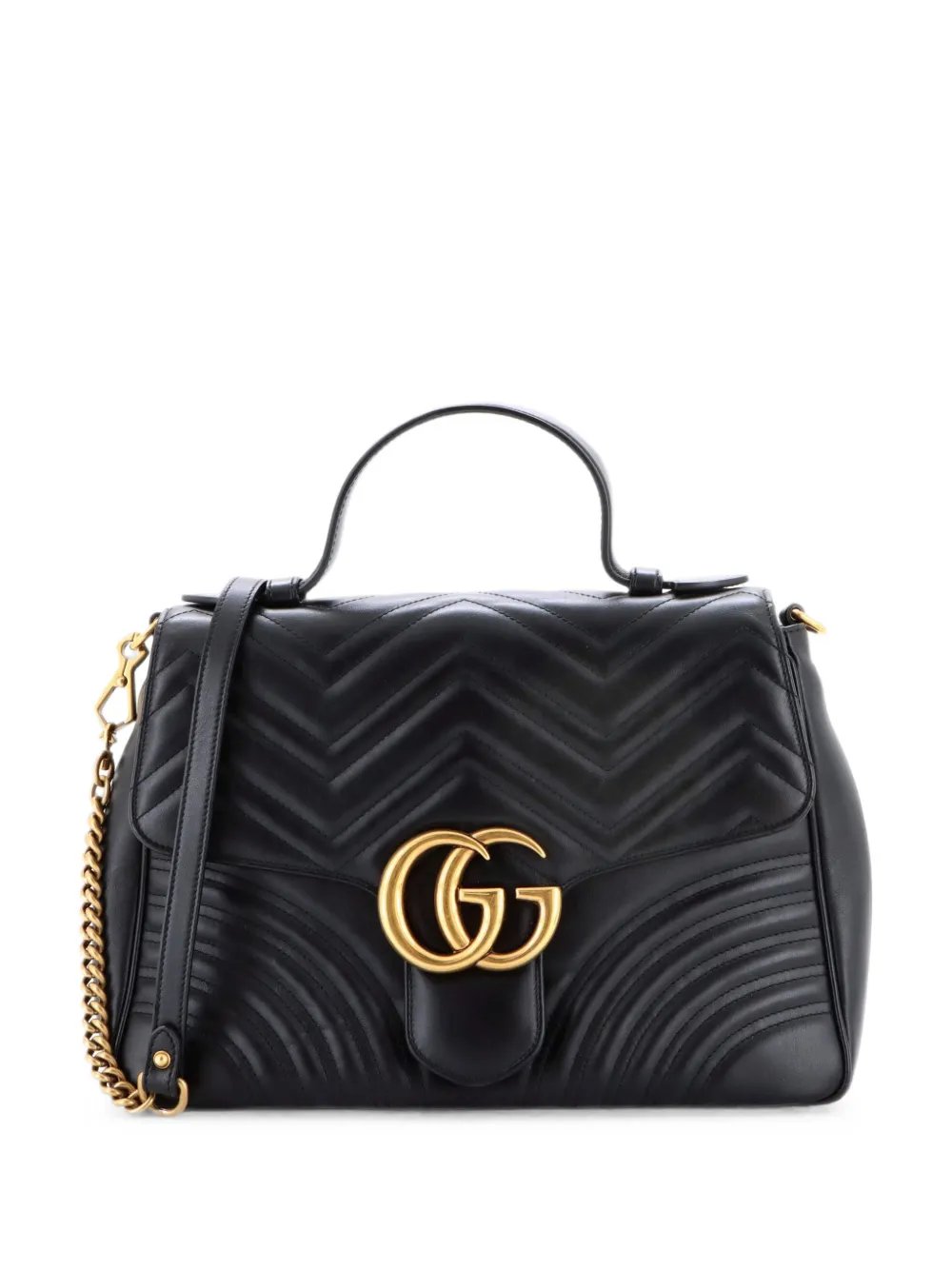 GG Marmont Top Handle Flap Bag Matelasse Leather Medium satchel