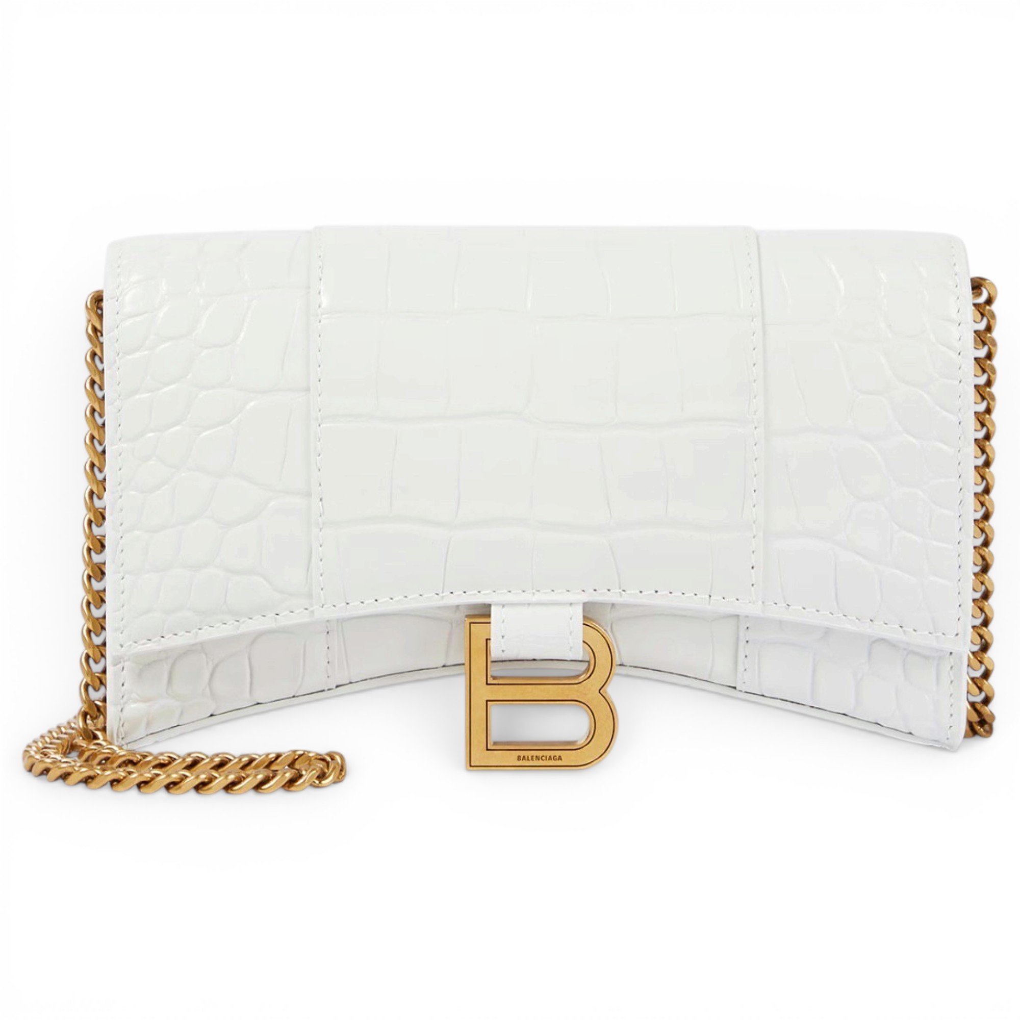Hourglass leather handbag