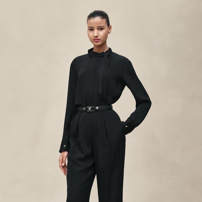 Noir Ascot Collar Shirt