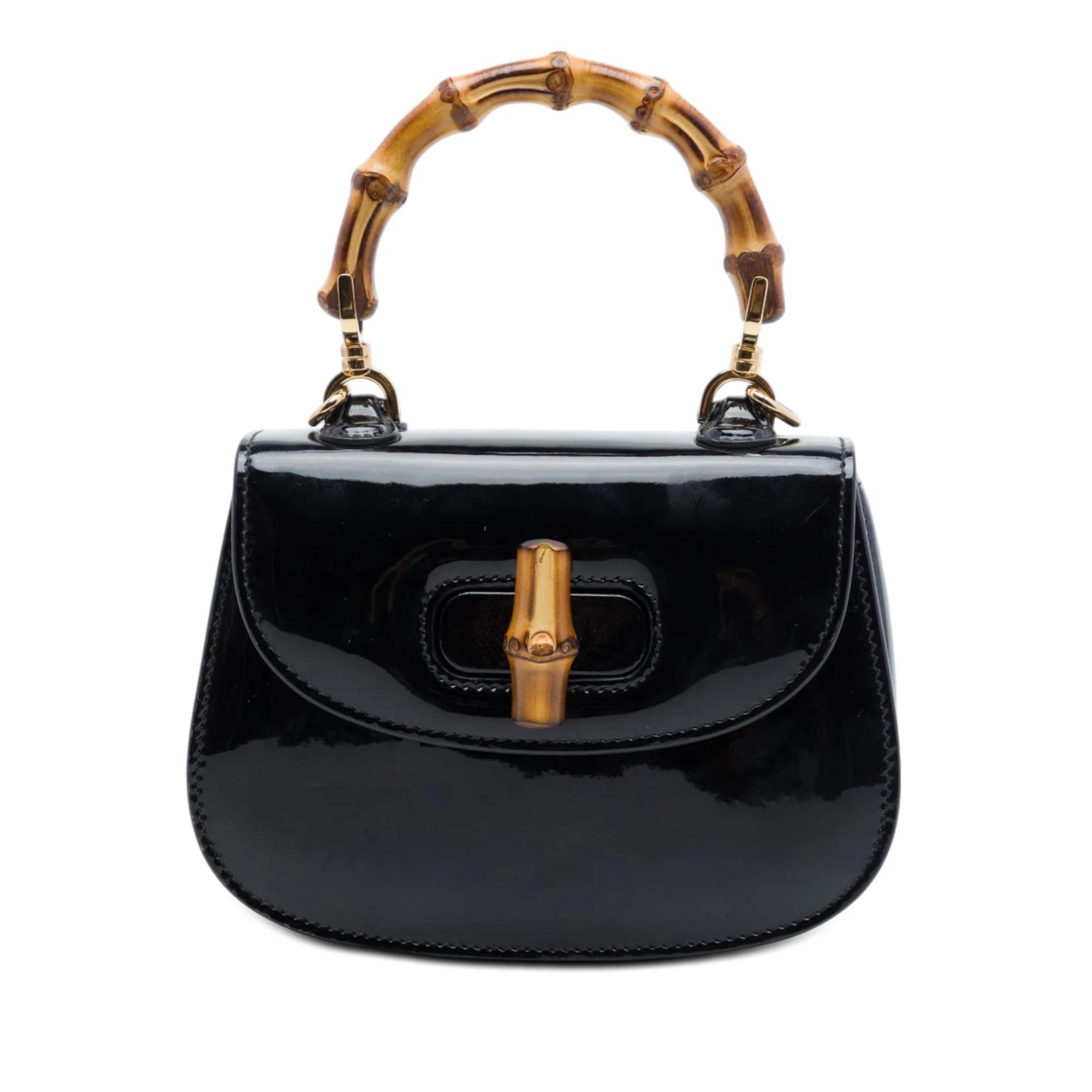 Bamboo patent leather handbag