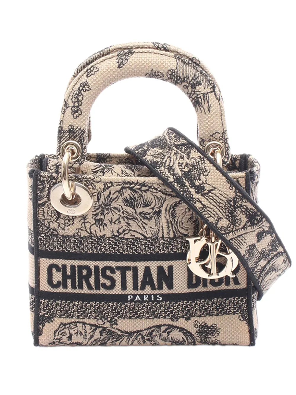 2000-2026 Mini Embroidered Canvas Toile De Jouy Lady D Lite satchel