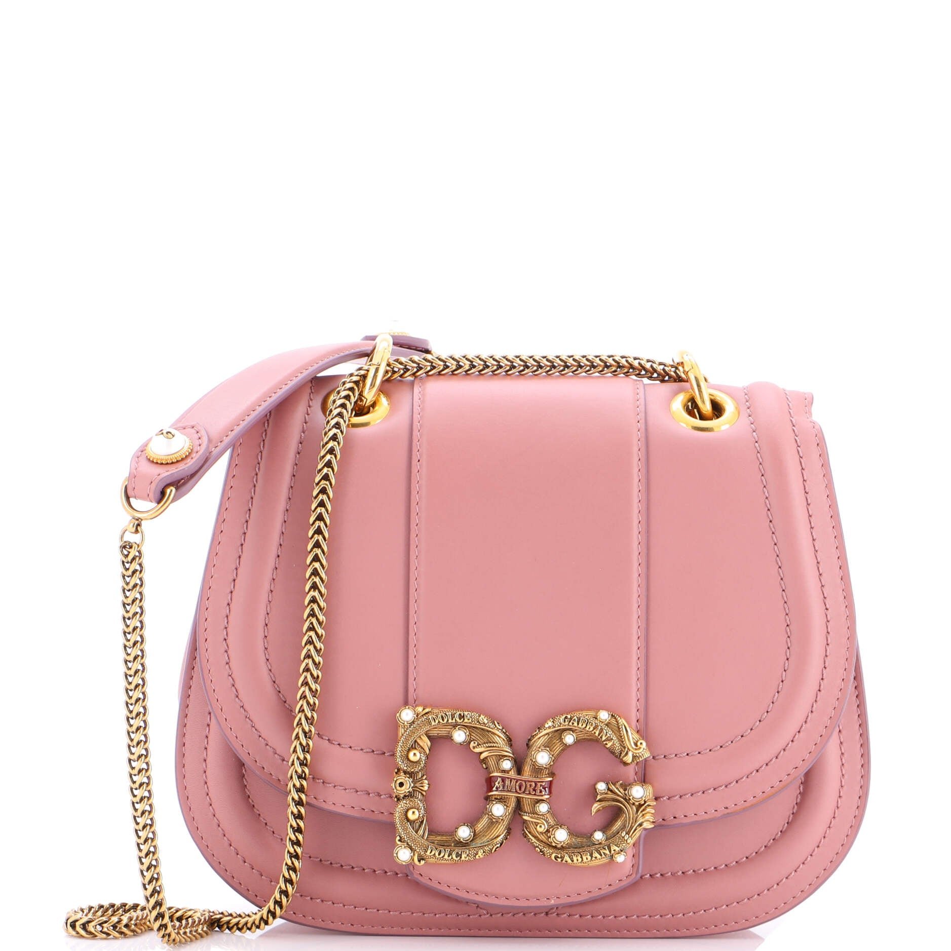 Dolce &amp; Gabbana Amore Chain Crossbody Bag Leather Small
