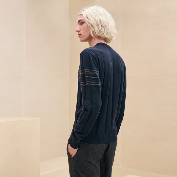 Marine "Lignes Brisees" Crewneck Sweater