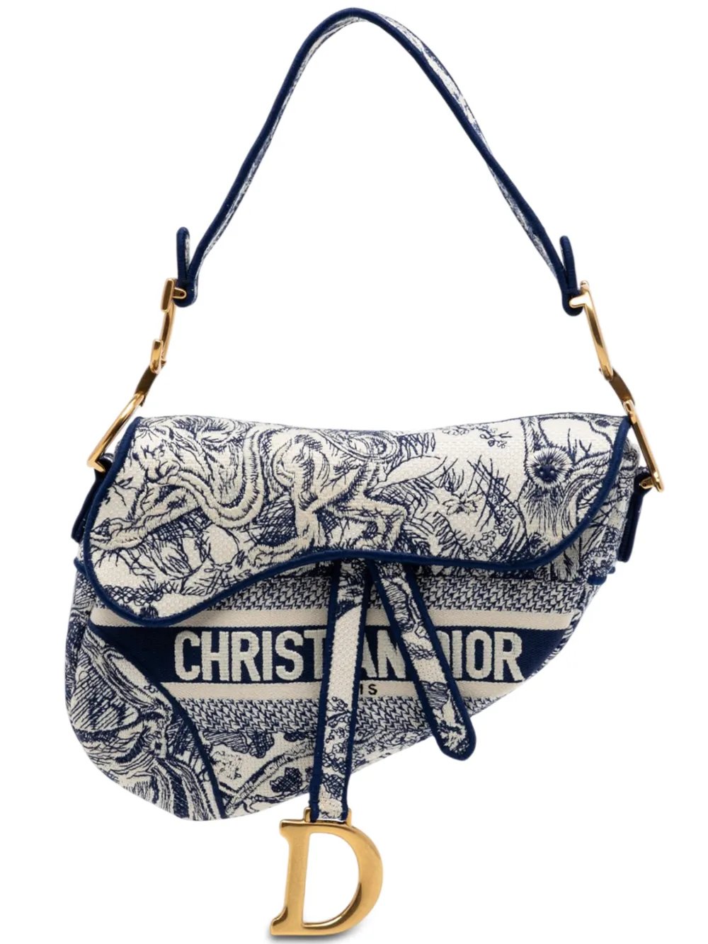 2020 Embroidered Canvas Toile de Jouy Saddle Bag shoulder bag
