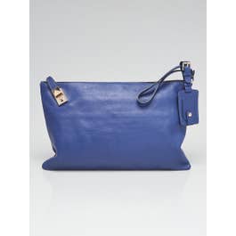 Valentino Valentino Blue Leather Wristlet Clutch Bag