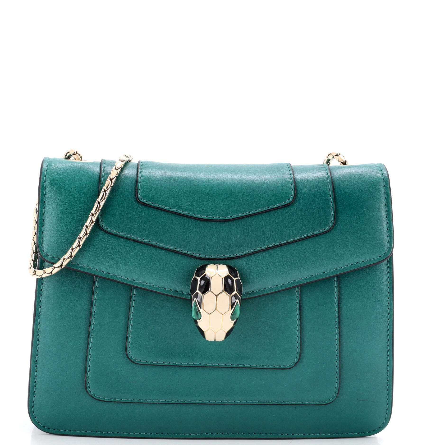 Serpenti Forever Square Shoulder Bag Leather Small