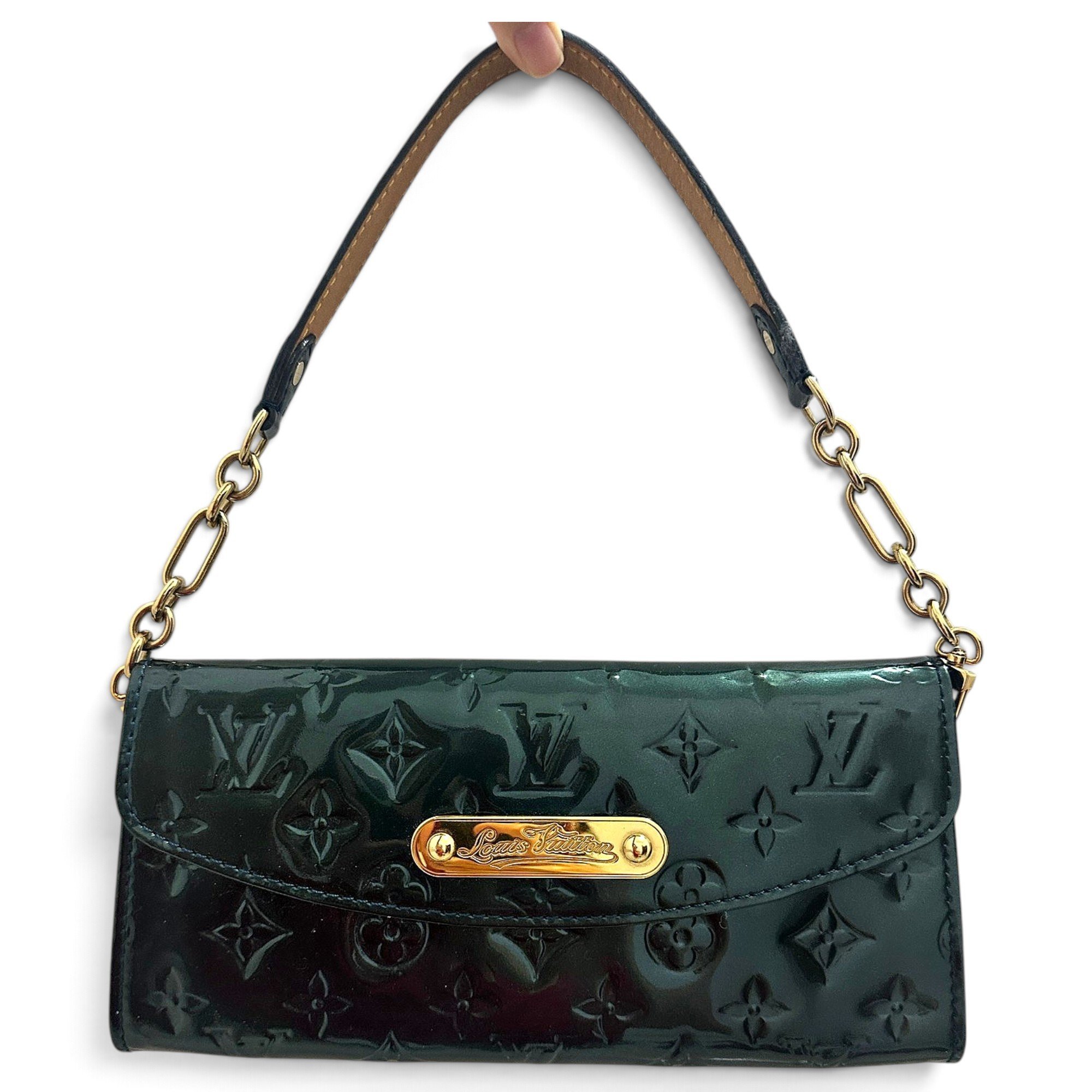 Patent leather clutch bag
