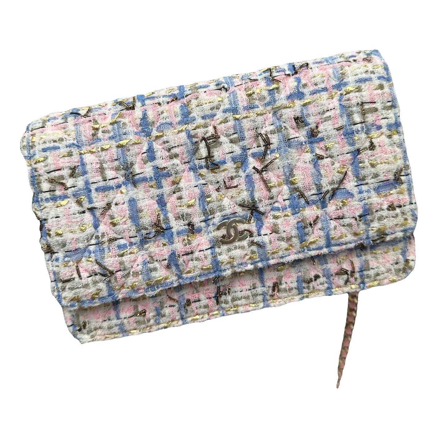 Trendy CC Wallet on Chain cloth handbag