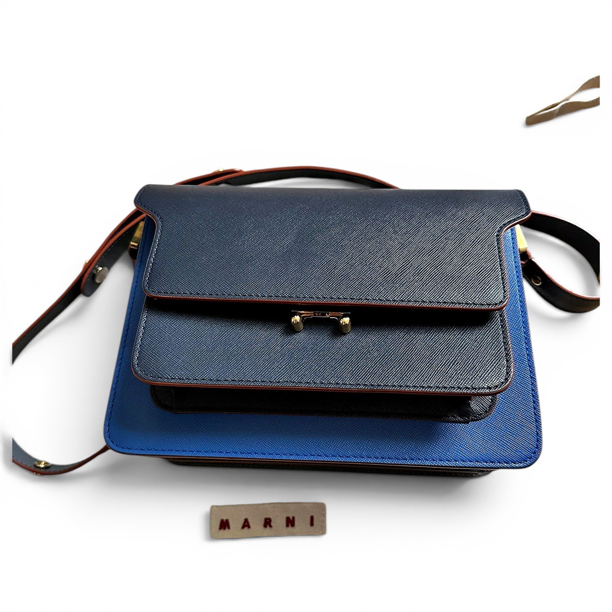 Trunk leather crossbody bag
