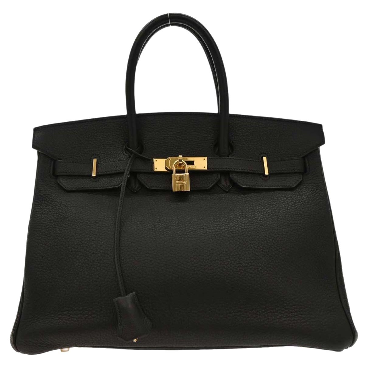 Hermes Birkin 35 Handbag Black Clemence Leather