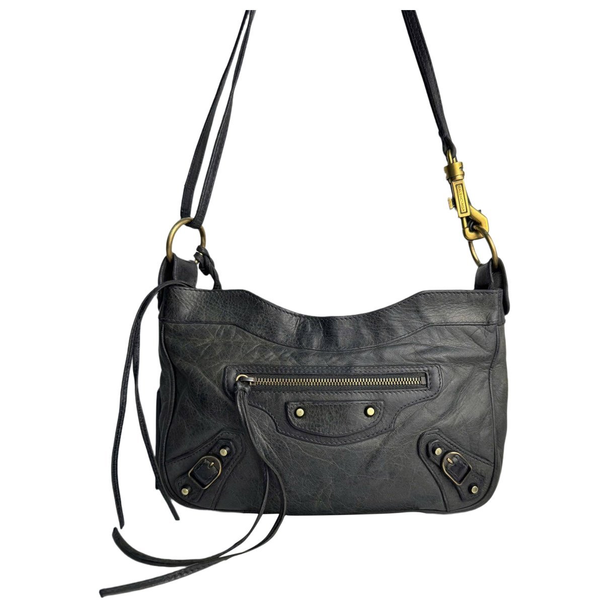 Hip leather handbag
