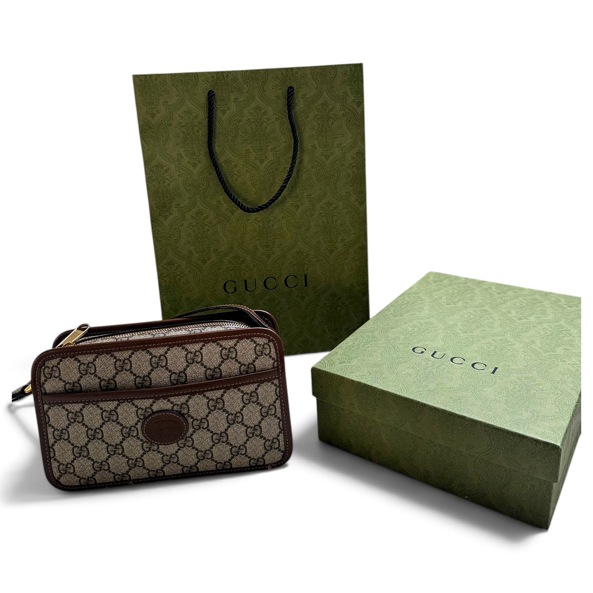 Interlocking leather handbag
