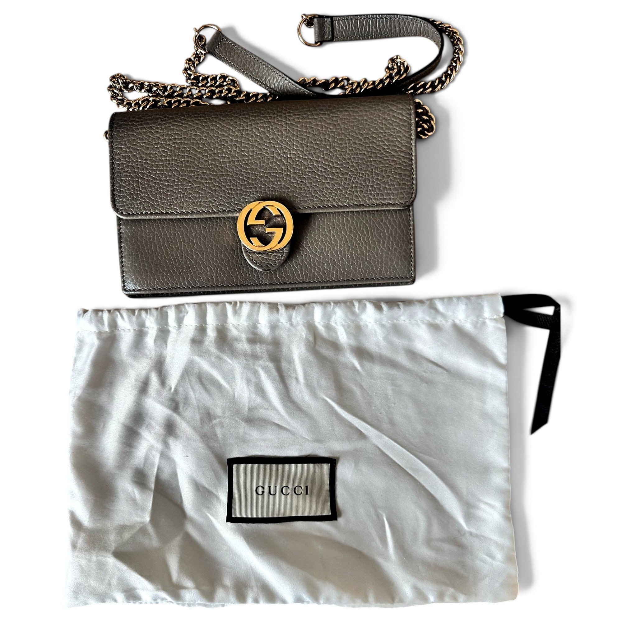 Interlocking leather crossbody bag