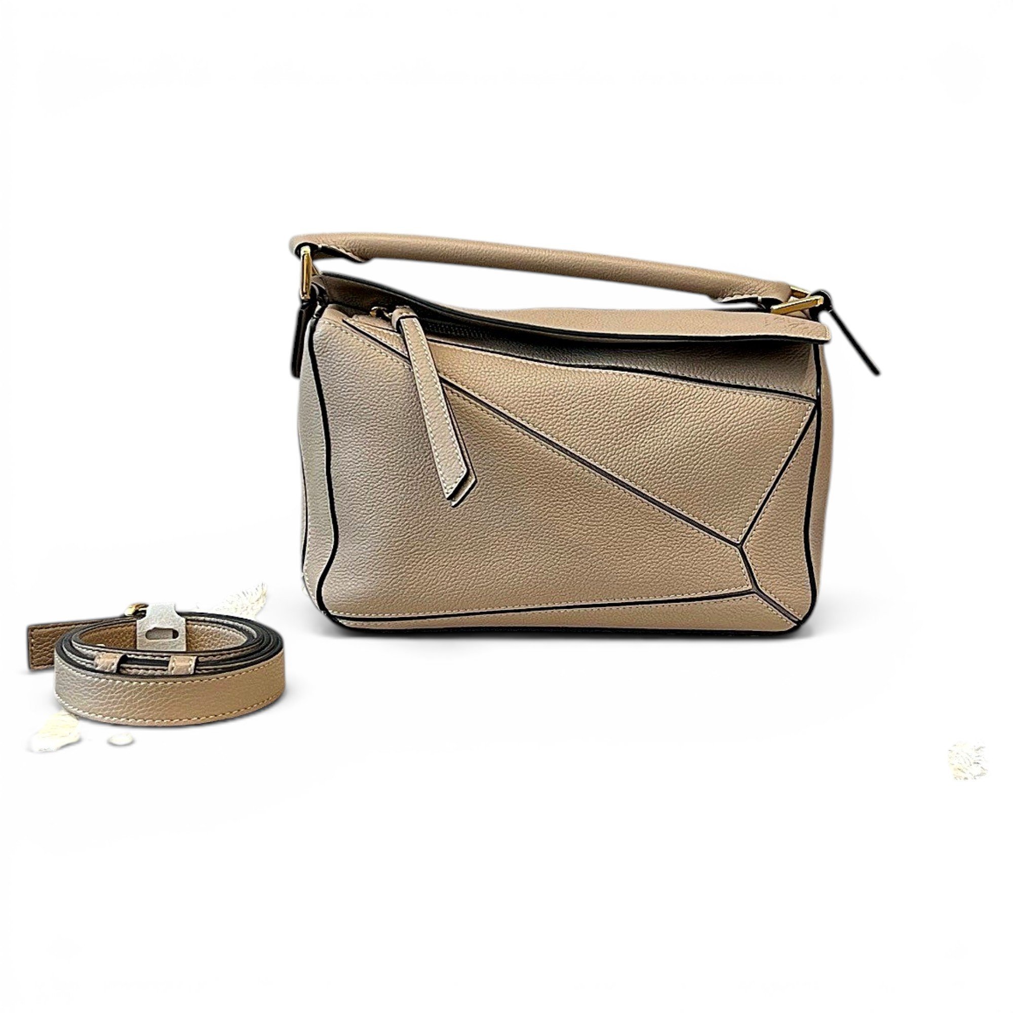 Puzzle leather handbag