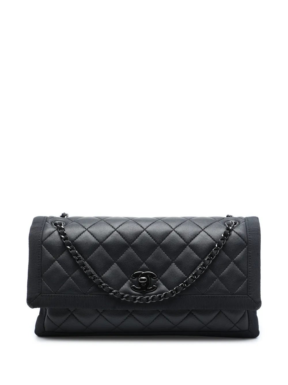2015-2016 CC Quilted Lambskin and Grosgrain So Black Flap shoulder bag