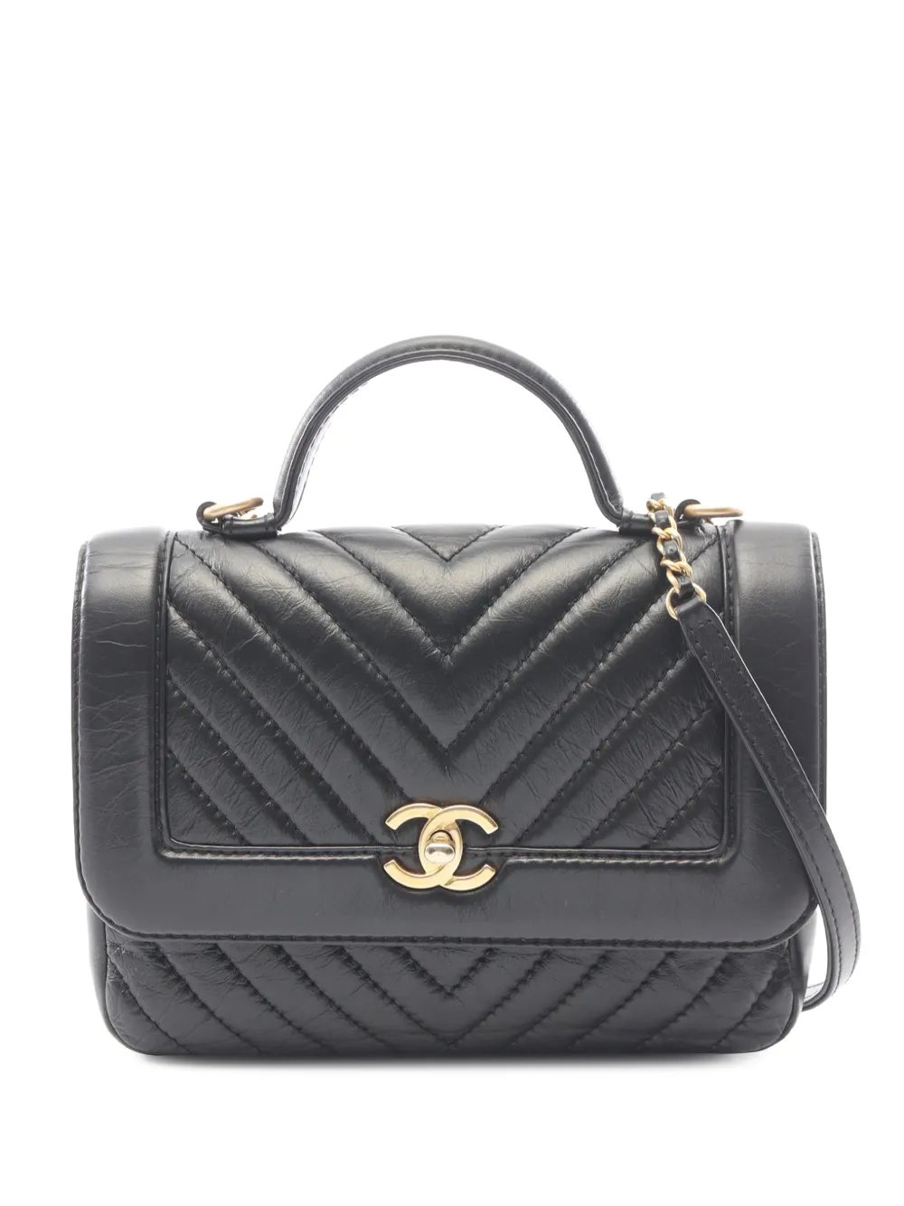 2017-2018 Quilted Chevron Calfskin Top Handle Flap satchel