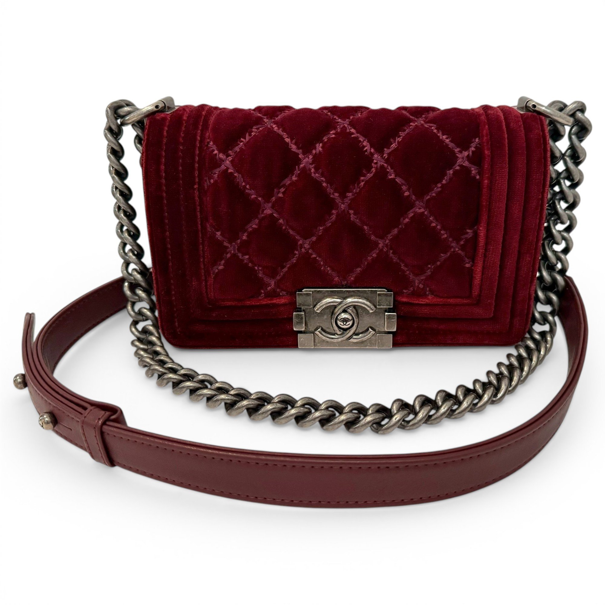Boy velvet handbag