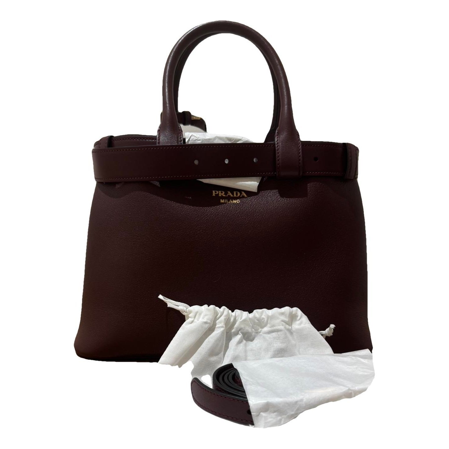 Buckle leather handbag