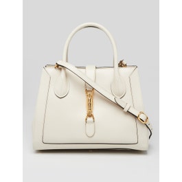 Gucci White Smooth Leather Medium 1961 Jackie Tote Bag